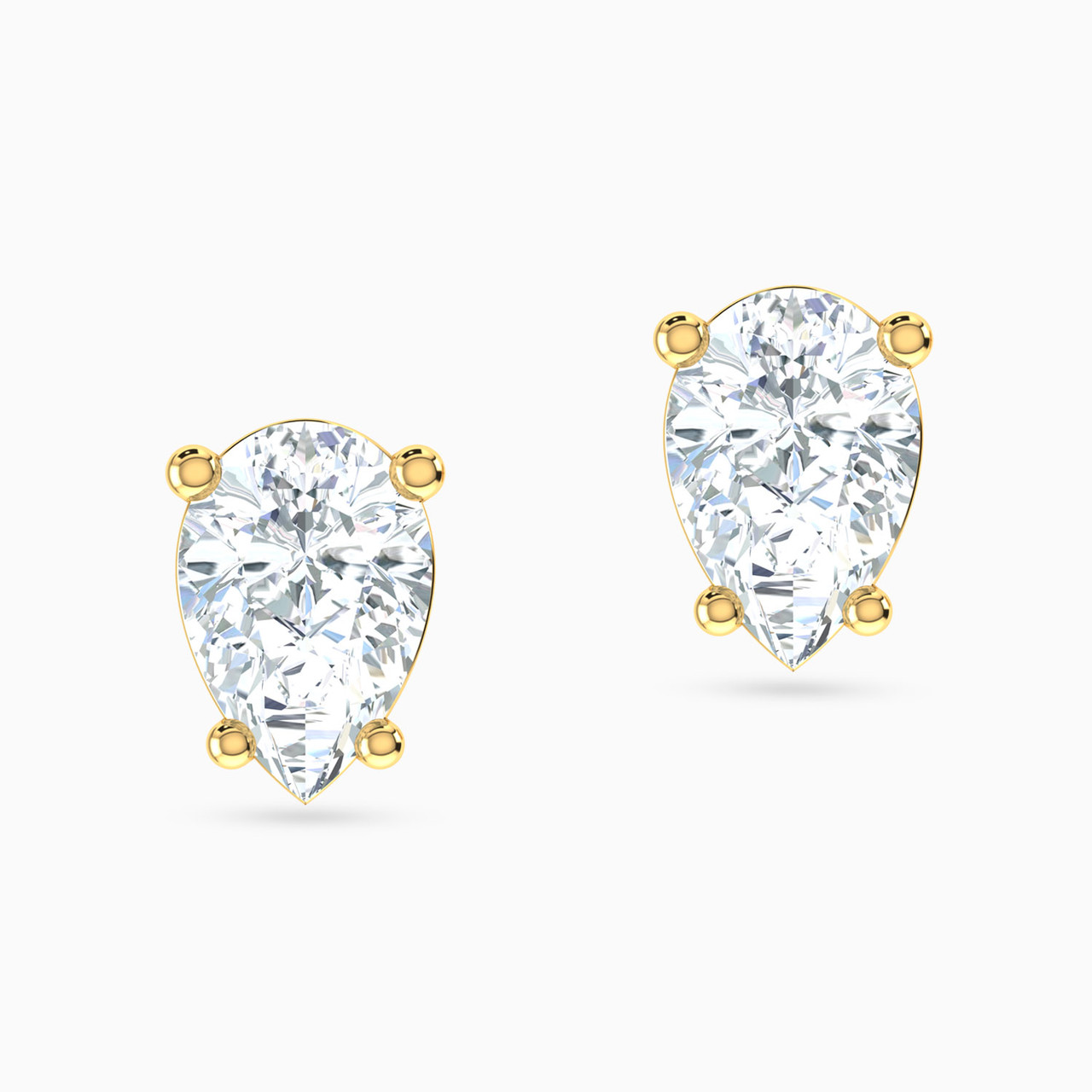 18K Gold Cubic Zirconia Stud Earrings