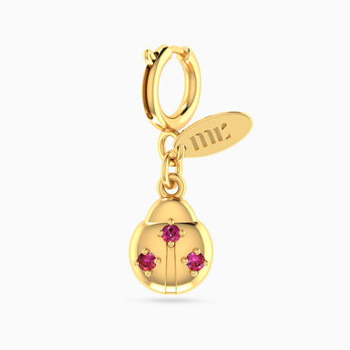 Kids Ladybug Rose Stone Charm in 14K Gold - 101141800642001