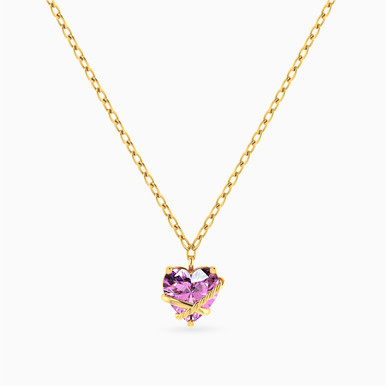Heart Purple Stone Necklace in 14K Gold - 101051801012401