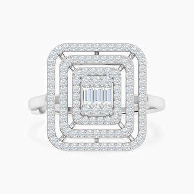 Square Diamonds Ring In 18K Gold - 144100308301151