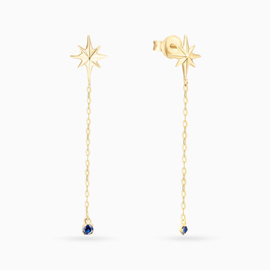 Star Sapphire Drop Earrings in 18K Gold - E11031100032001