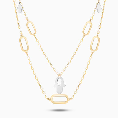 Hamsa Layered Necklace in 18K Gold - E11051400254421 Hamsa Layered Necklace in 18K Gold - E11051400254421