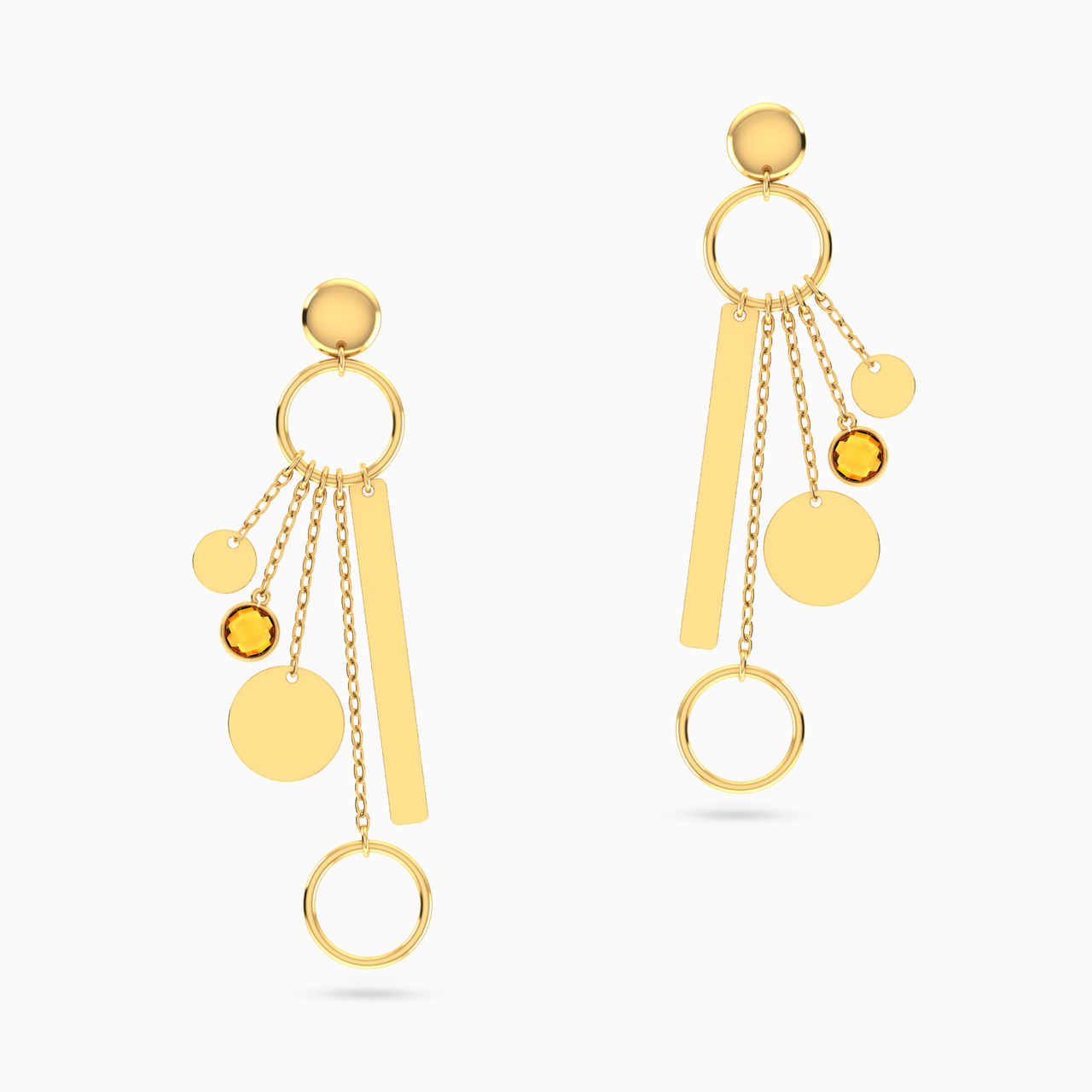 18K Gold Colored Stones Drop Earrings