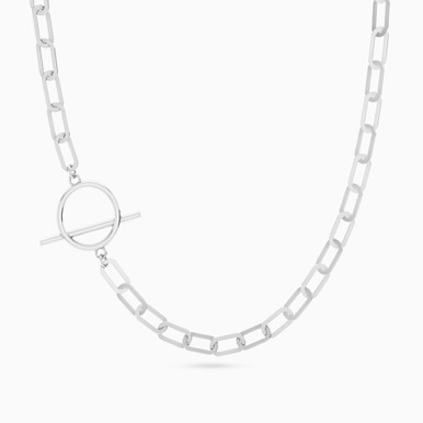 Elongated Links Necklace In Silver - 167051300051400