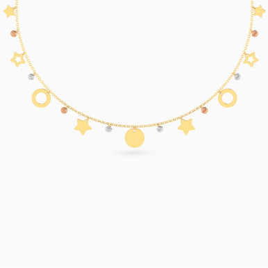 Stars & Circles Charm Necklace In 18K Gold - 21005140214 Stars & Circles Charm Necklace In 18K Gold - 21005140214
