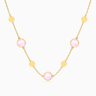 Round Colored Stone Necklace In 18K Gold - 111051800352401
