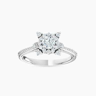 Flower Diamond Solitaire Ring in 18K Gold - RG10-643