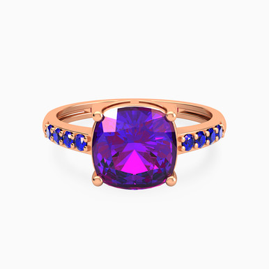 Cushion Colored Stones Gold Plated Ring - 167021800153161
