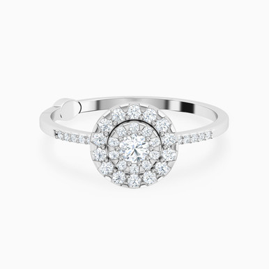 Floral Round Halo Diamond Ring In 18K Gold - 144101101891151