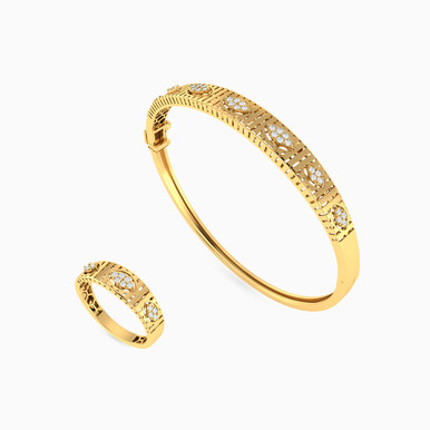 Marquise Shapes Cubic Zirconia Half Set In 18K Gold (2 Pieces) - 113111101692001