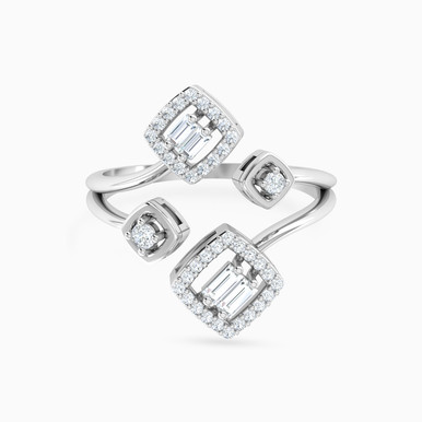 Squares Split Shank Diamond Bypass Ring in 18K Gold - 144100303211141 Squares Split Shank Diamond Bypass Ring in 18K Gold - 144100303211141