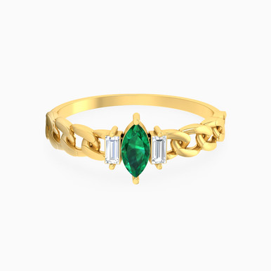 Marquise Green Stone Statement Ring in 14K Gold - 102021800482151