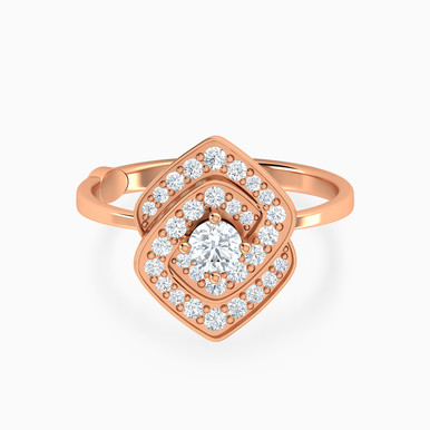 Sleek Band & Interlocked Squares Diamond Ring in 18K Gold - 144102200513151 Sleek Band & Interlocked Squares Diamond Ring in 18K Gold - 144102200513151