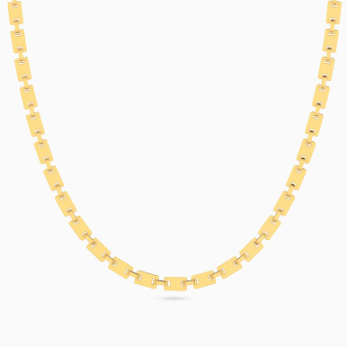 Rectangular Shaped Chain Necklace in 18K Gold - 115051400132450
