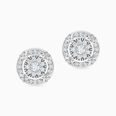 Circle Diamond Stud Earrings in 18K Gold - HS20-346