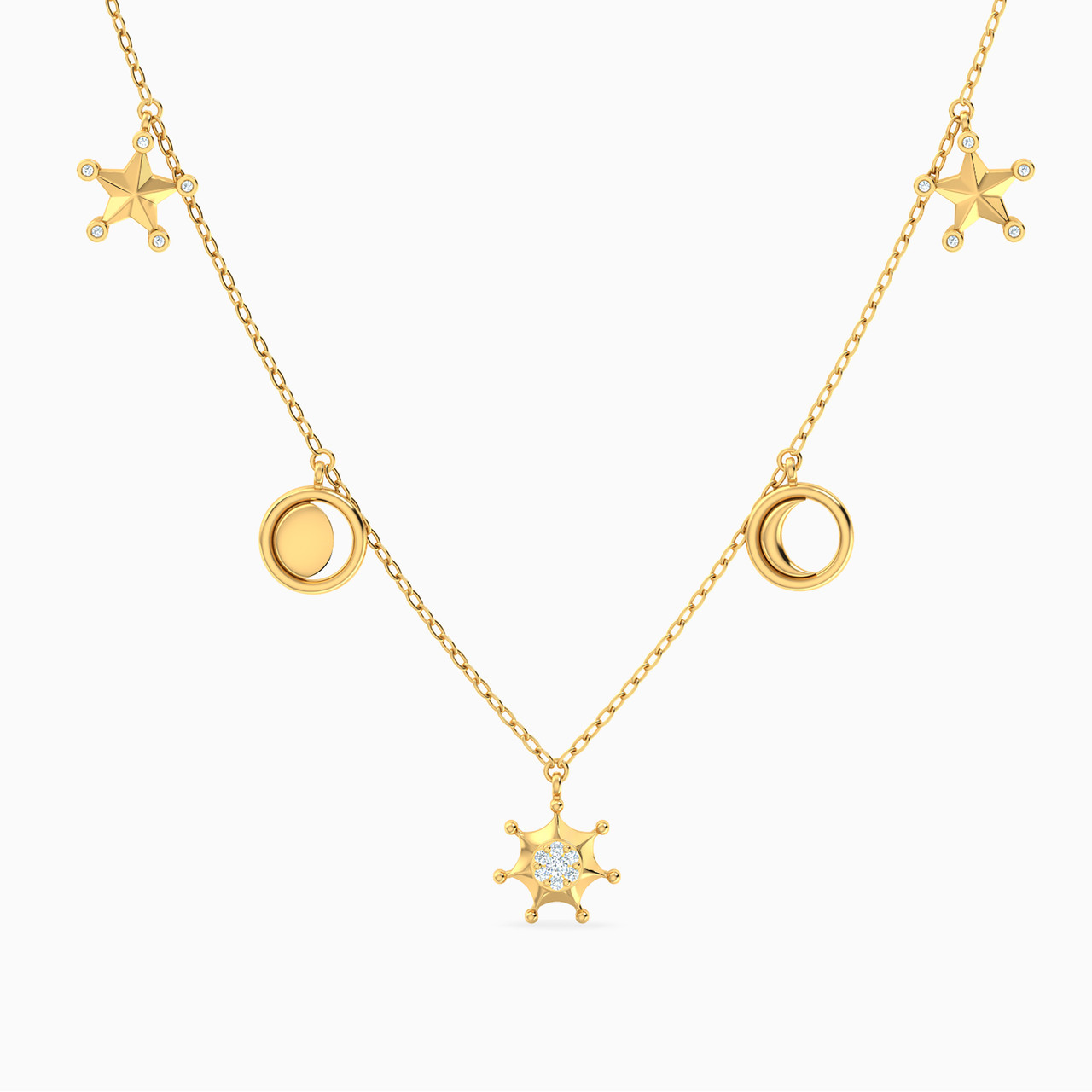 Celestial Diamonds Charms Necklace in 18K Gold