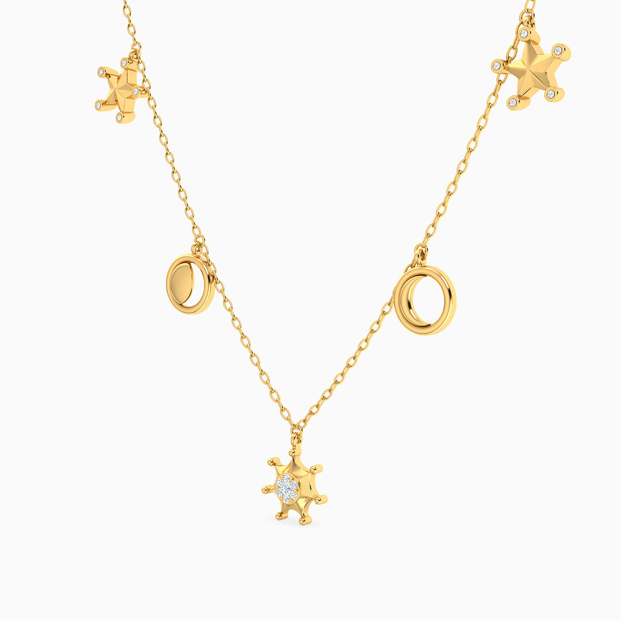 18K Gold Diamond Charms Necklace