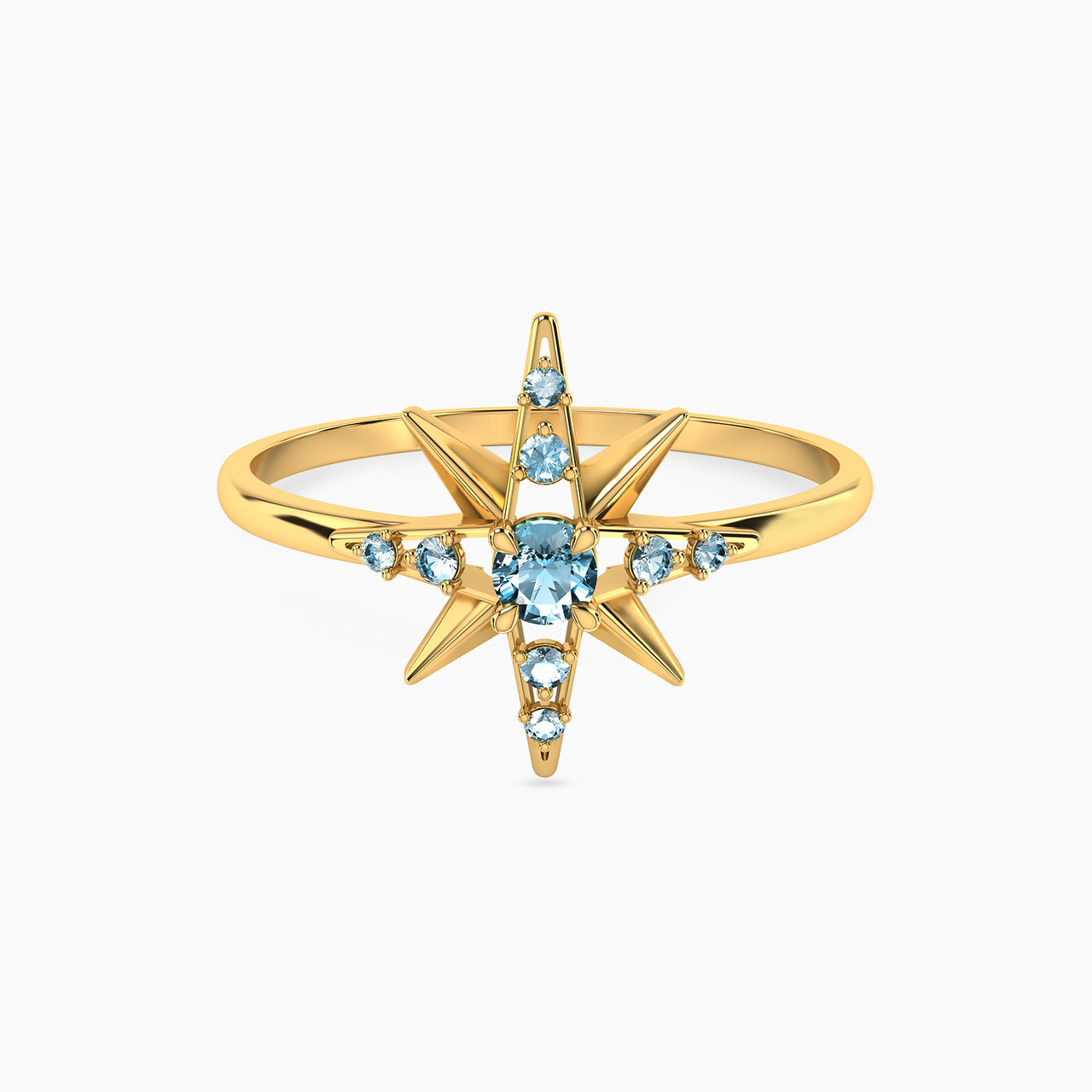 18K Gold Colored Stones Statement Ring