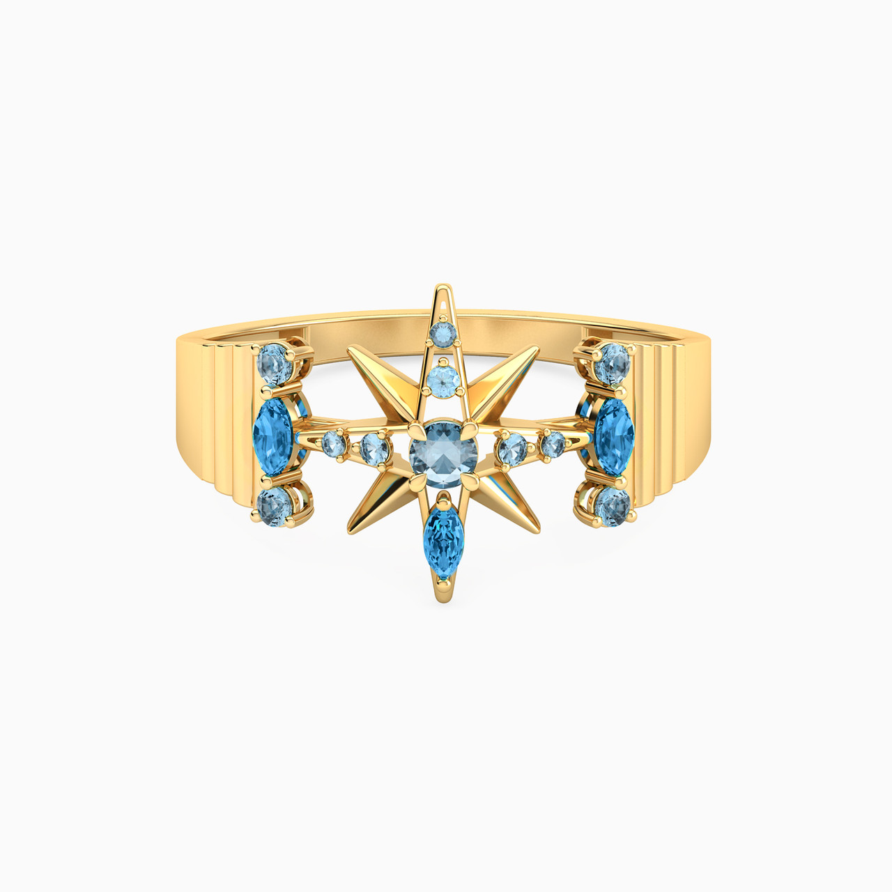 18K Gold Colored Stones Statement Ring