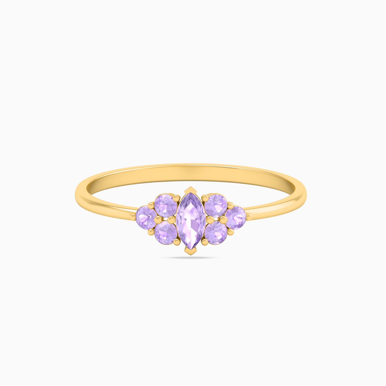 18K Gold Colored Stones Statement Ring