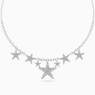 Graduating Starfish Charms Necklace in Silver - 167051100321450
