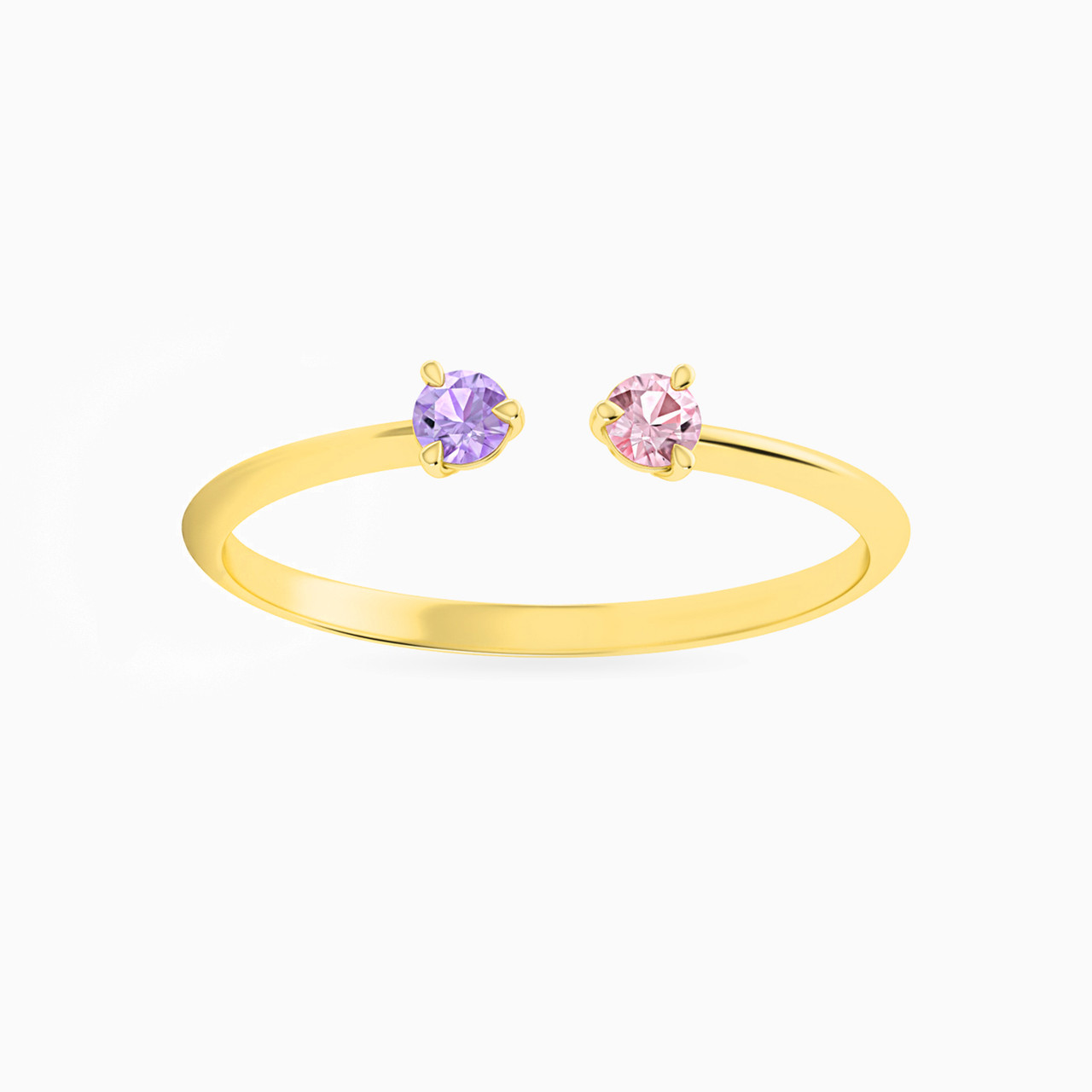 18K Gold Colored Stones Two-headed Ring