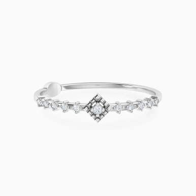 Tilted Square Diamond Ring in 18K Gold - 144100309081151