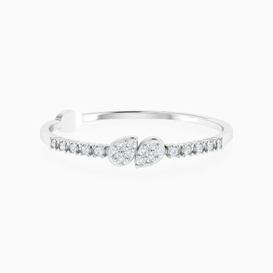 Two Teardrop Shapes Diamond Ring in 18K Gold - 144100309031151