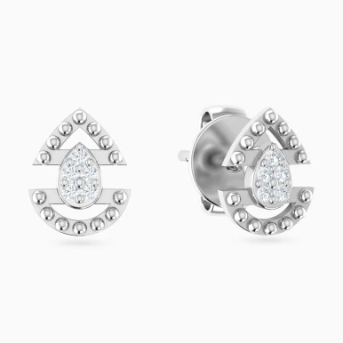 Divided Teardrop Diamond Stud Earrings in 18K Gold - 144200301591001