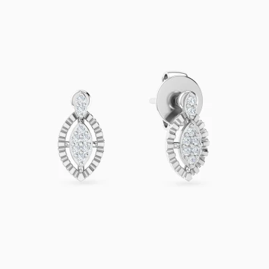 Elongated Marquise Diamond Stud Earrings in 18K Gold - 144200301581001