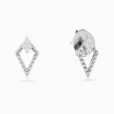 Elongated Geometric Shaped Diamond Stud Earrings in 18K Gold - 144200301561001