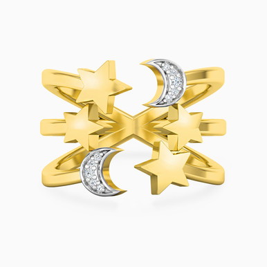 Multi-shaped Diamond Two-Headed Ring in 18K Gold - RL10-984