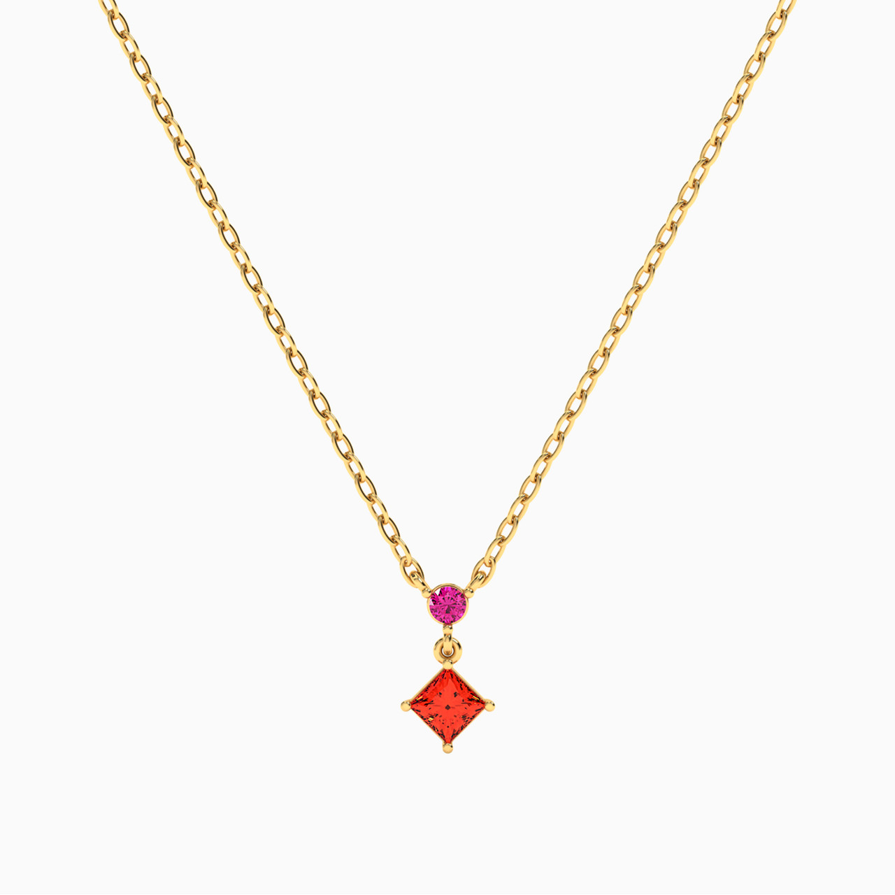 18K Gold Colored Stones Pendant Necklace