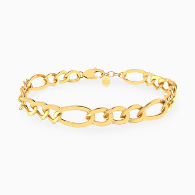 Bold Figaro Chain Bracelet in 18K Gold - 114106500082180