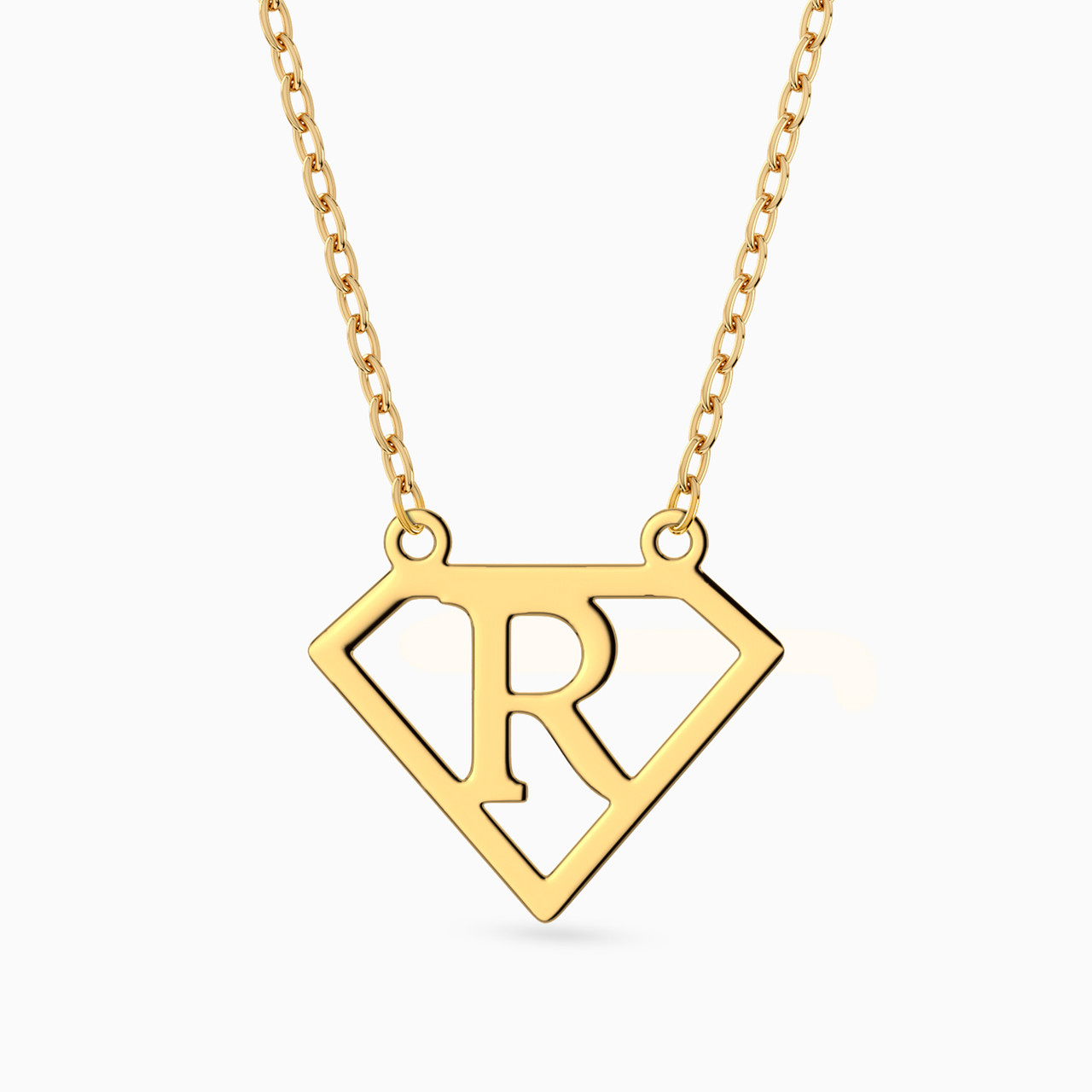 14K Gold R Pendant Necklace