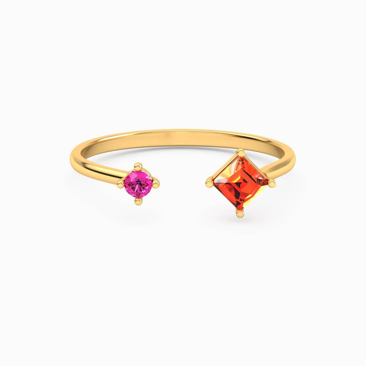 18K Gold Colored Stones Two-headed Ring