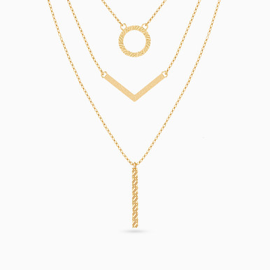 Circle Layered Necklace in 18K Gold - 21046130005 Circle Layered Necklace in 18K Gold - 21046130005