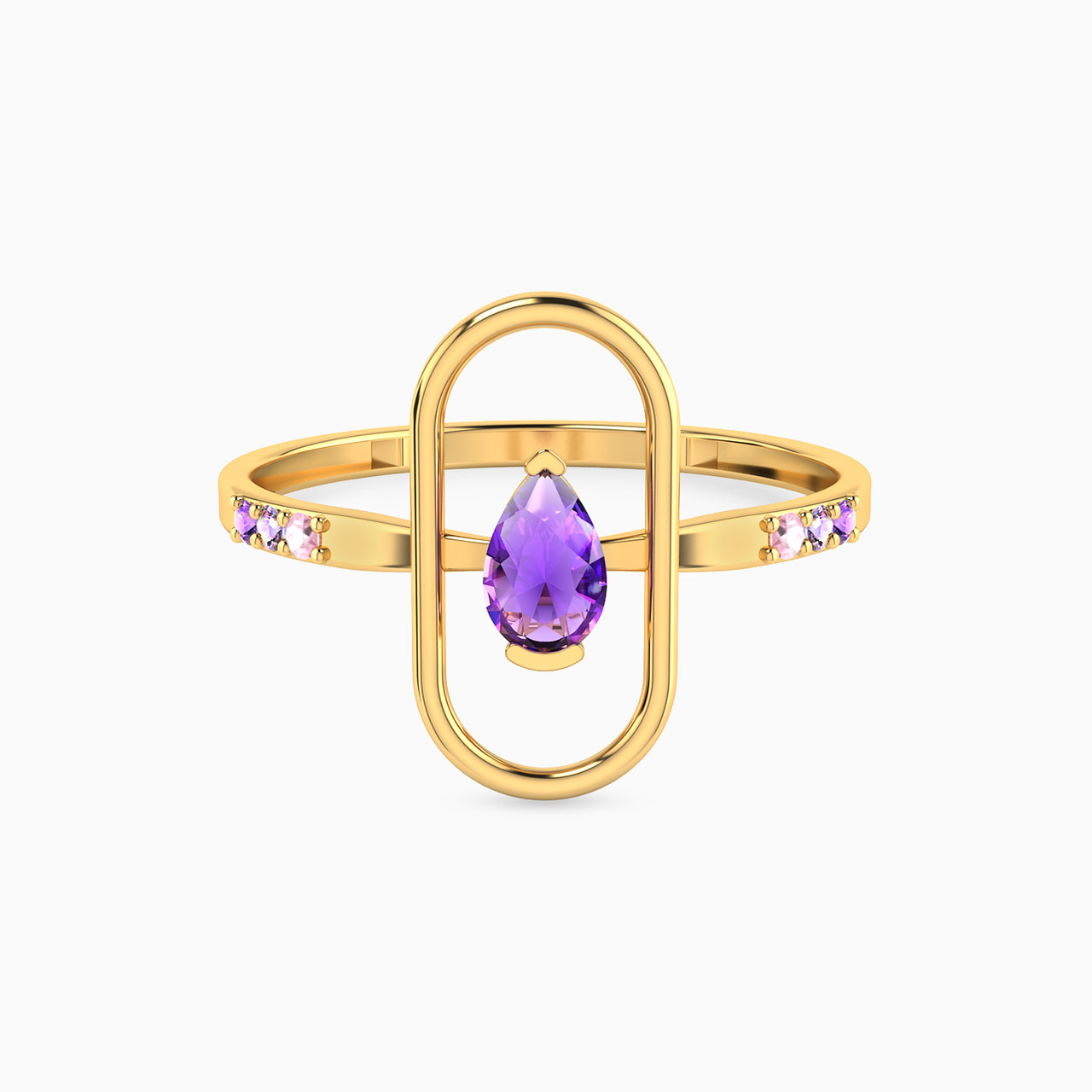 18K Gold Colored Stones Statement Ring