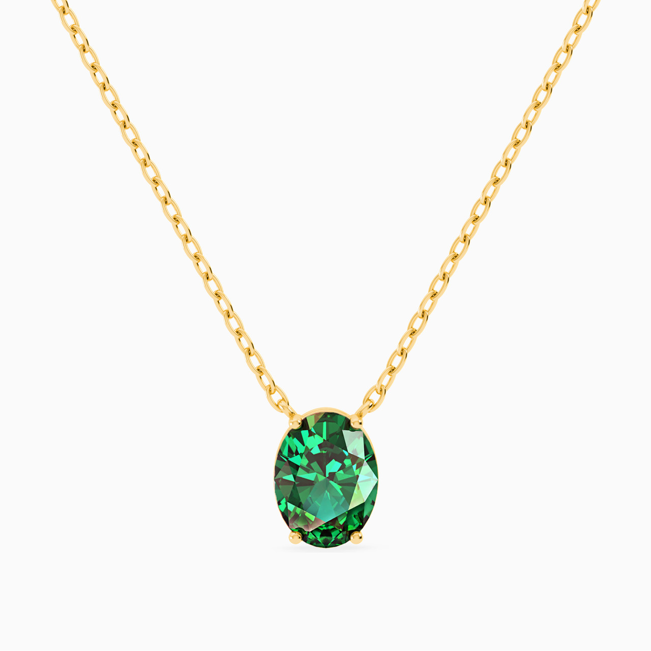 18K Gold Colored Stones Pendant Necklace