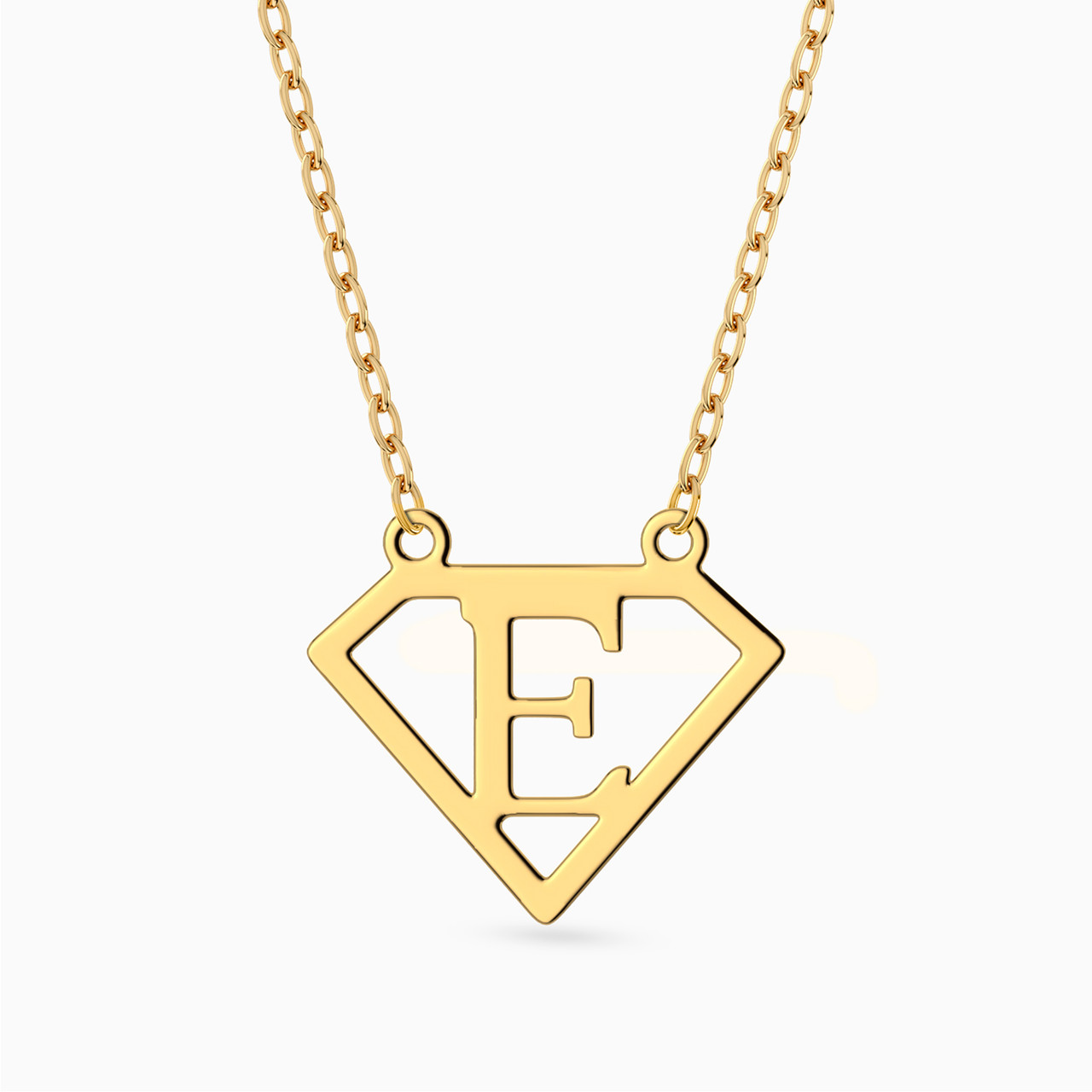 14K Gold E Pendant Necklace