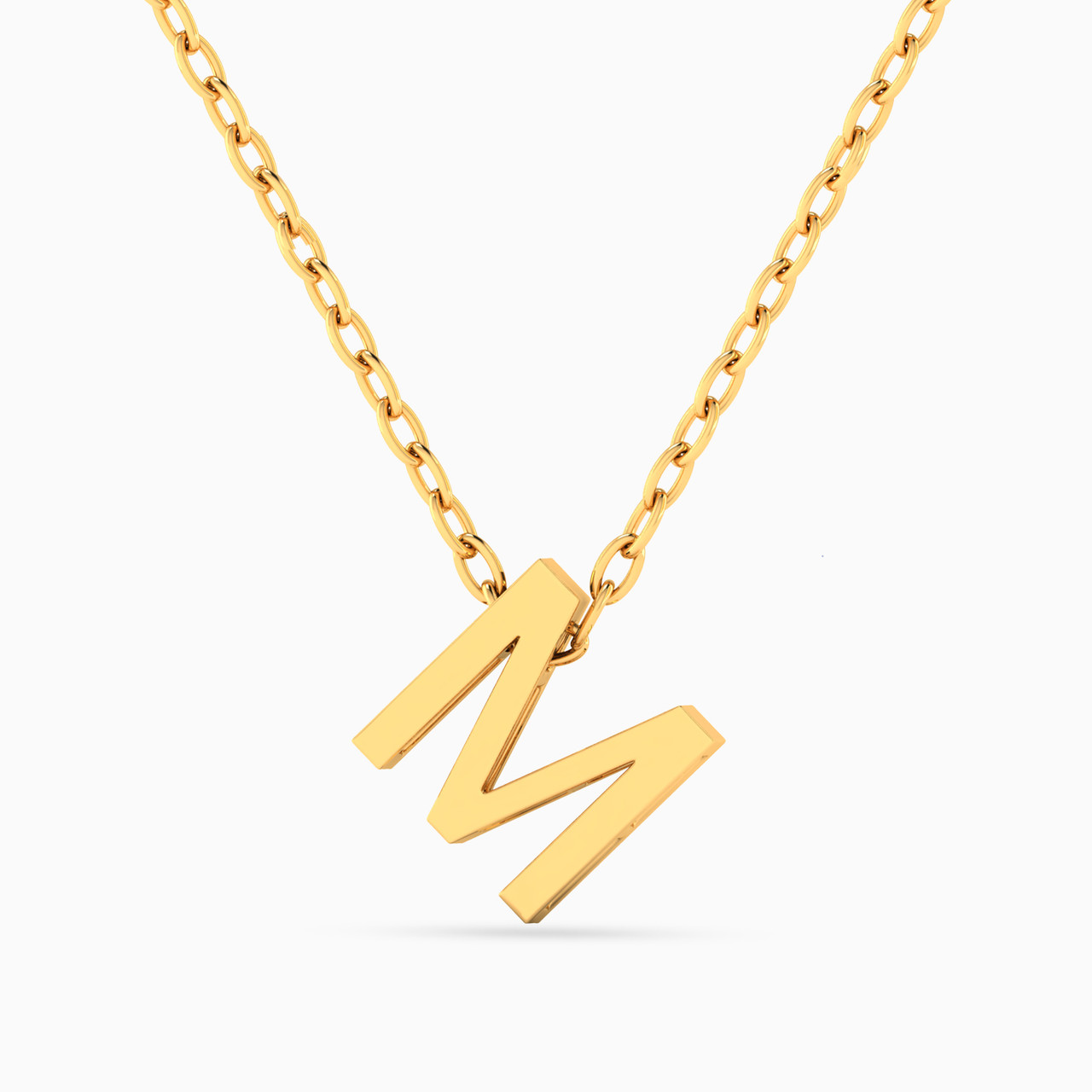 Letter M Necklace In 18K Gold