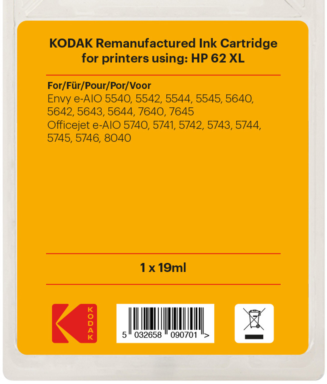 Cartouche d'encre HP 62 pour ENVY 5540 / 5541 / 5542 / 5543 / 5544 / 5545 /  5546 / 5547 / 5548 / 5640 / 5642 / 5646 / 7640, HP OfficeJet 200 / 250 /  5740 / 5742 Noir - Cartouche d'encre - Achat & prix