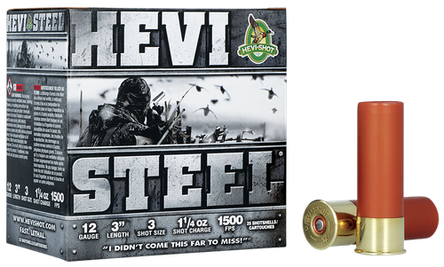 HEVI-Shot HS60003 HEVI-Steel  12Gauge 3" 1 1/4oz 3Shot 25 Per Box/10 Case