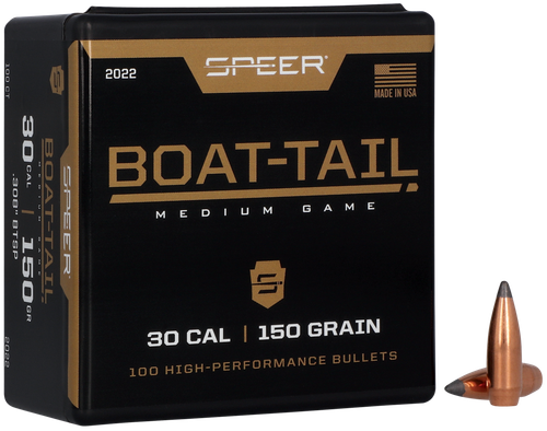 Speer 2022 Boat-Tail  30Cal 150gr Jacketed Soft Point Boat Tail 100 Per Box/5 Case
