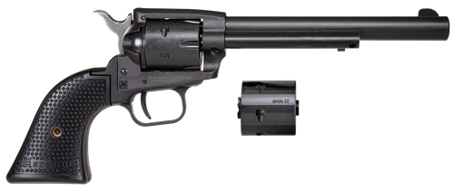 Heritage Mfg SRR22MBS6PG Rough Rider  22 LR/22 WMR 6 Shot/ 6.50" Black Satin Steel Barrel, Frame & Cylinder, Black Polymer Grip, Hammer/Thumb Safety, Exposed Hammer