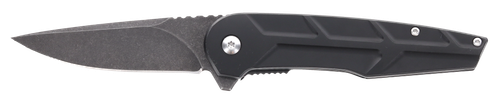 Schrade 1159329 Reckon  3.25" Folding Drop Point Plain Dark Stonewash D2 Steel Blade 4.40" Black Aluminum Handle