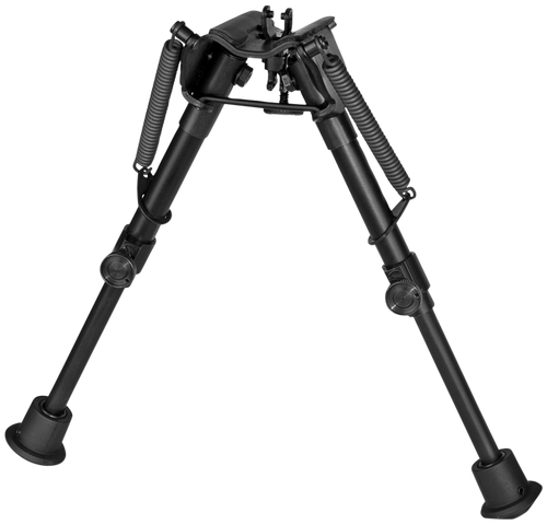 Harris Bipods 1A2-BR2 Non-Swivel BR Swivel Stud, 6-9", Black Steel/Aluminum, Self Leveling Legs, Rubber Feet (No Sling Stud Provision)