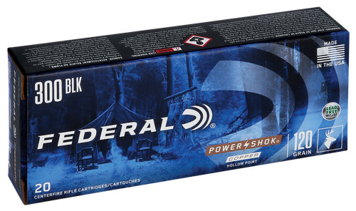 Federal 300BLK120LFA Power-Shok  300Blackout 120gr Copper Hollow Point 20 Per Box/10 Case
