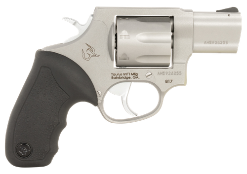Taurus 2-817029 817  Medium 38 Special 7 Shot 2" Matte Stainless Steel Barrel, Cylinder & Frame, Black Rubber Grip, Exposed Hammer
