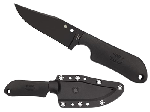 Spyderco FB15PBBK Street Beat  3.51" Fixed Bowie Plain Black DLC VG-10 SS Blade/Black Textured FRN Handle
